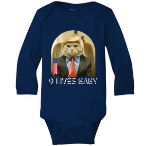 Groovy Cat Trump 9 Lives Baby Baby Long Sleeve Bodysuit