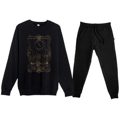 Goth Clothing Tarot Card The Moon Witchy Occult Clothes Premium Crewneck Sweatsuit Set