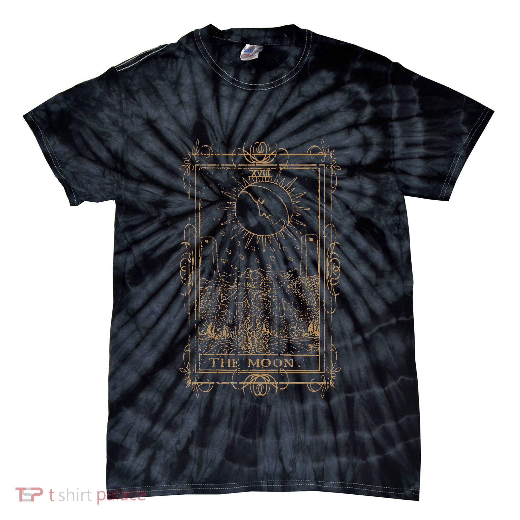 Goth Clothing Tarot Card The Moon Witchy Occult Clothes Tie-Dye T-Shirt