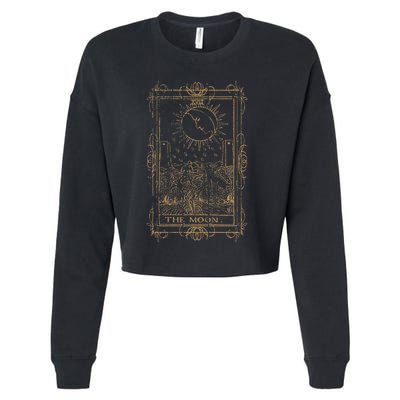 Goth Clothing Tarot Card The Moon Witchy Occult Clothes Cropped Pullover Crew