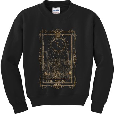 Goth Clothing Tarot Card The Moon Witchy Occult Clothes Kids Sweatshirt