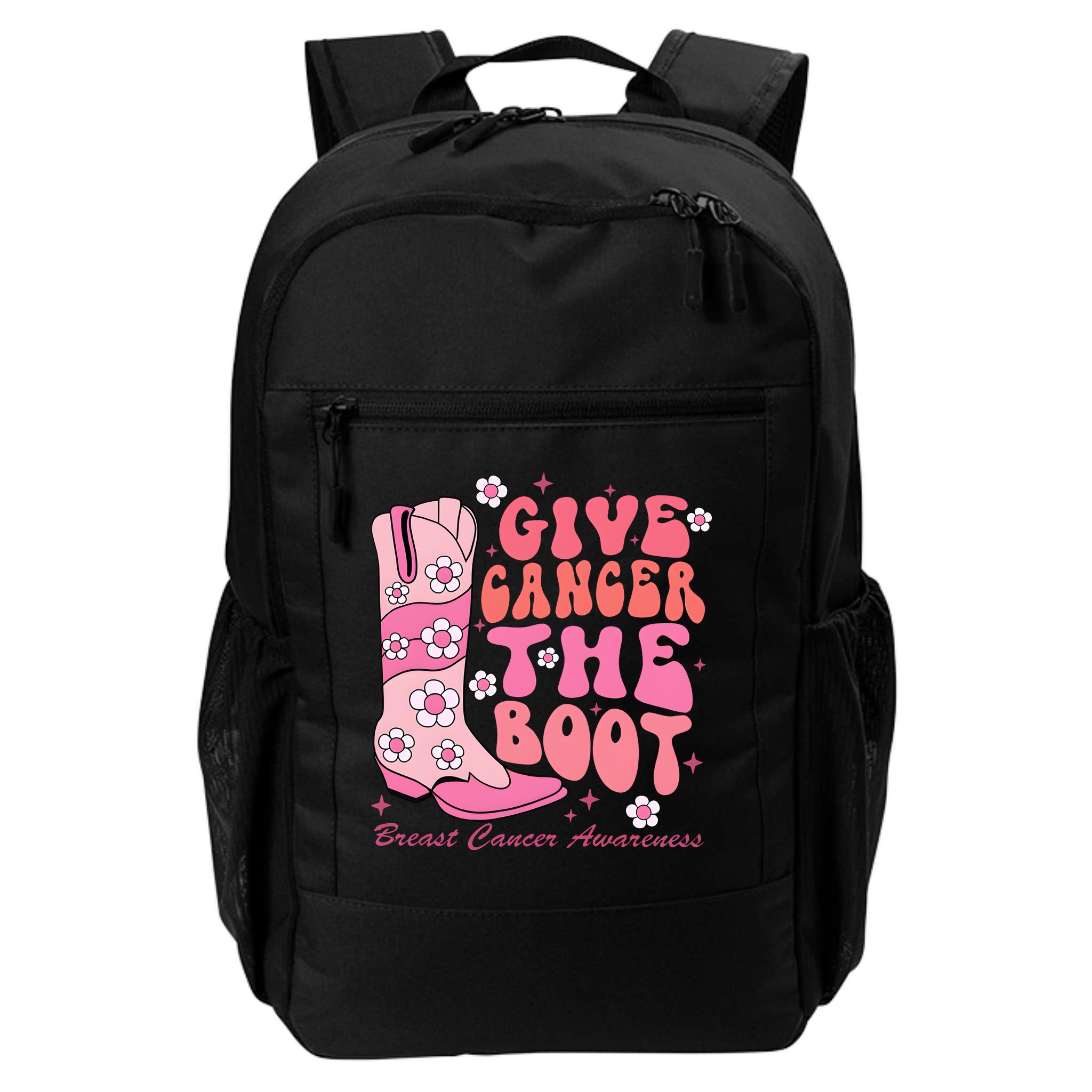 Give Cancer The Boot Breast Cancer Awareness Cowgirl Western Backpack