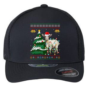 Goat Christmas Tree Lights Santa Goat Ugly Xmas Gift Flexfit Unipanel Trucker Cap