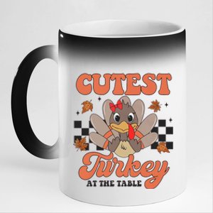 Girl Coolest Turkey Thanksgiving 11oz Black Color Changing Mug