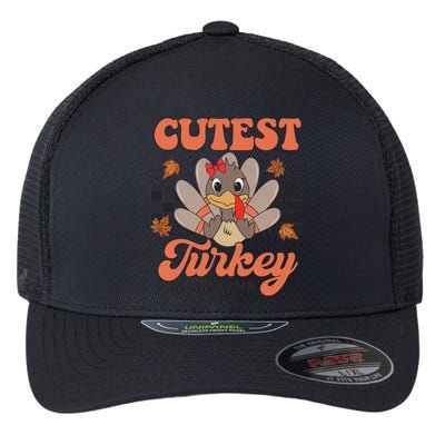 Girl Coolest Turkey Thanksgiving Flexfit Unipanel Trucker Cap