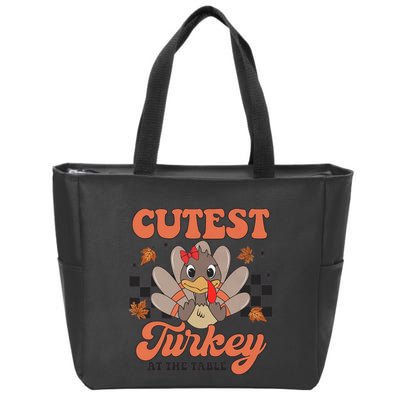 Girl Coolest Turkey Thanksgiving Zip Tote Bag