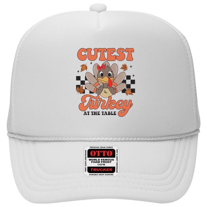 Girl Coolest Turkey Thanksgiving High Crown Mesh Back Trucker Hat