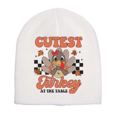 Girl Coolest Turkey Thanksgiving Short Acrylic Beanie