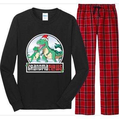 Grandma Claws Trex Dinosaur Matching Family Christmas Meaningful Gift Long Sleeve Pajama Set