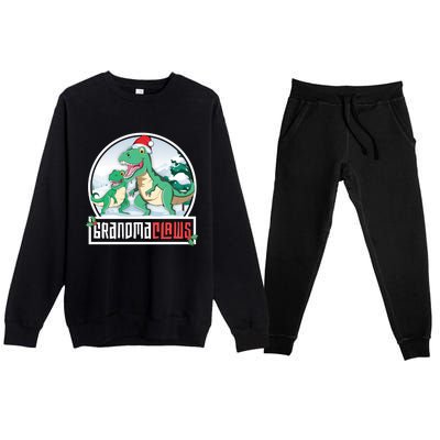 Grandma Claws Trex Dinosaur Matching Family Christmas Meaningful Gift Premium Crewneck Sweatsuit Set