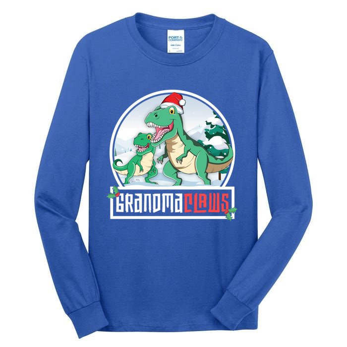 Grandma Claws Trex Dinosaur Matching Family Christmas Meaningful Gift Tall Long Sleeve T-Shirt