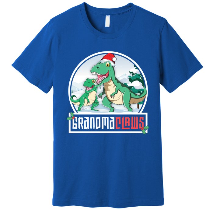 Grandma Claws Trex Dinosaur Matching Family Christmas Meaningful Gift Premium T-Shirt