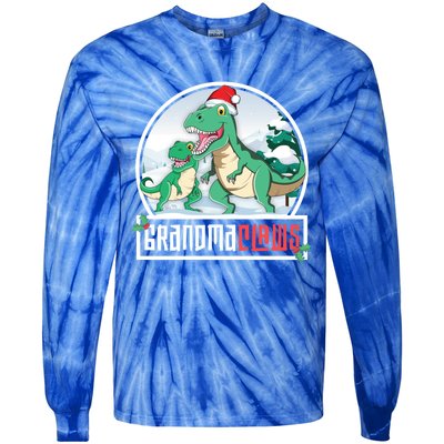 Grandma Claws Trex Dinosaur Matching Family Christmas Meaningful Gift Tie-Dye Long Sleeve Shirt