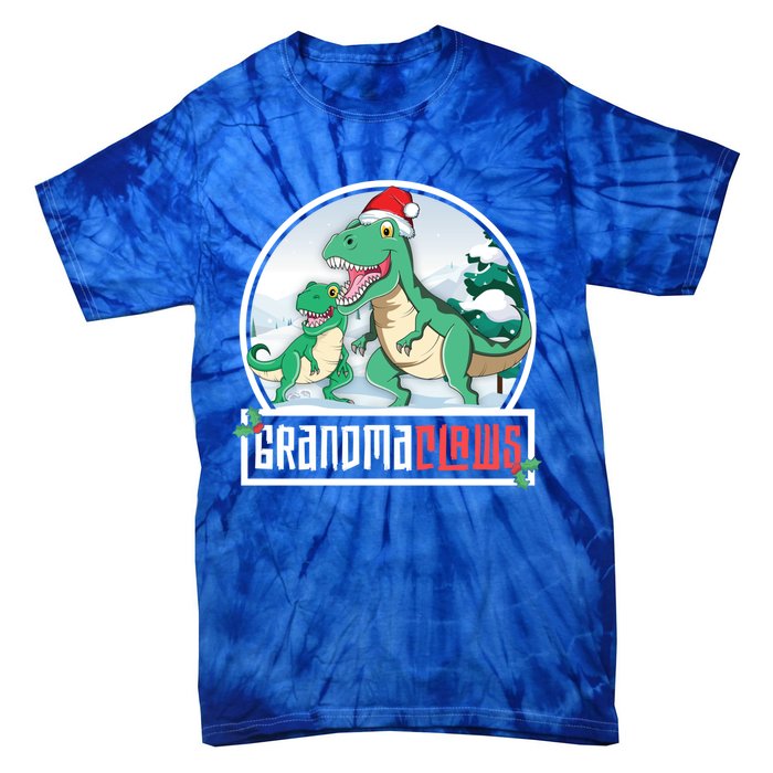 Grandma Claws Trex Dinosaur Matching Family Christmas Meaningful Gift Tie-Dye T-Shirt