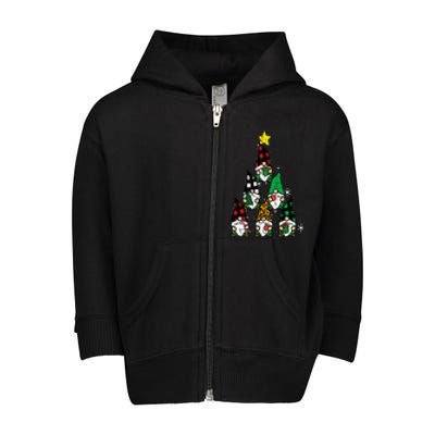 Gnomes Christmas Tree Funny Xmas Holidays Toddler Zip Fleece Hoodie