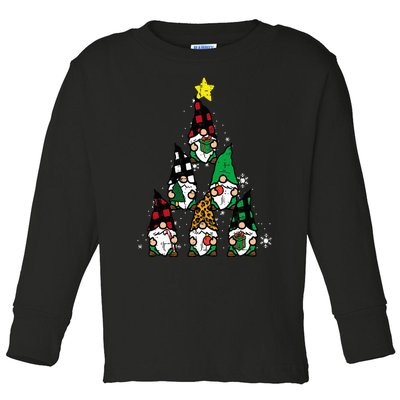 Gnomes Christmas Tree Funny Xmas Holidays Toddler Long Sleeve Shirt