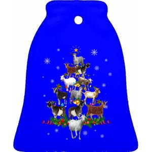 Goat Christmas Tree Lights Sweater Santa Goat Christmas Gift Ceramic Bell Ornament