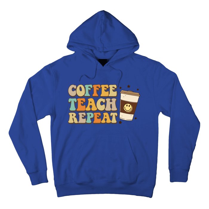 Groovy Coffee Teach Repeat Retro Teacher Vibes Love Inspire Gift Hoodie