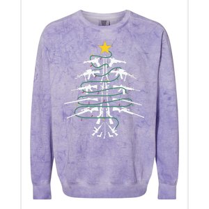 Guns Christmas Tree Xmas Veteran Colorblast Crewneck Sweatshirt