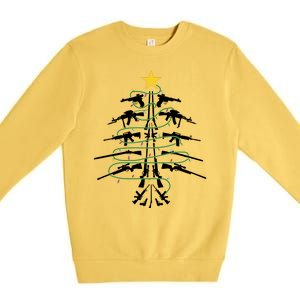 Guns Christmas Tree Xmas Veteran Premium Crewneck Sweatshirt