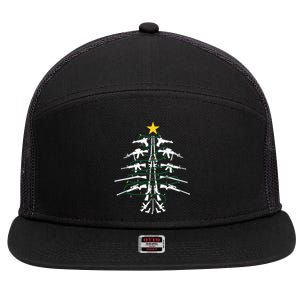 Guns Christmas Tree Xmas Veteran 7 Panel Mesh Trucker Snapback Hat