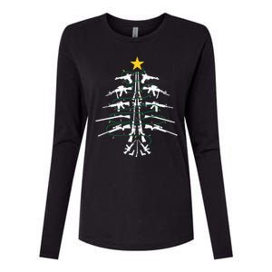 Guns Christmas Tree Xmas Veteran Womens Cotton Relaxed Long Sleeve T-Shirt