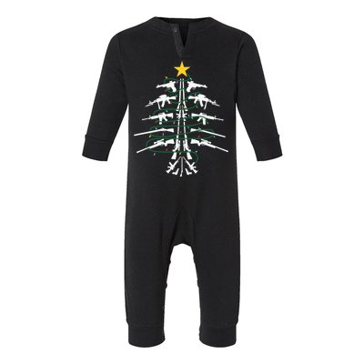 Guns Christmas Tree Xmas Veteran Infant Fleece One Piece