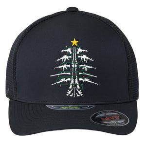 Guns Christmas Tree Xmas Veteran Flexfit Unipanel Trucker Cap