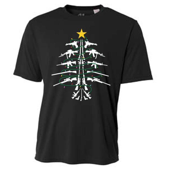 Guns Christmas Tree Xmas Veteran Cooling Performance Crew T-Shirt