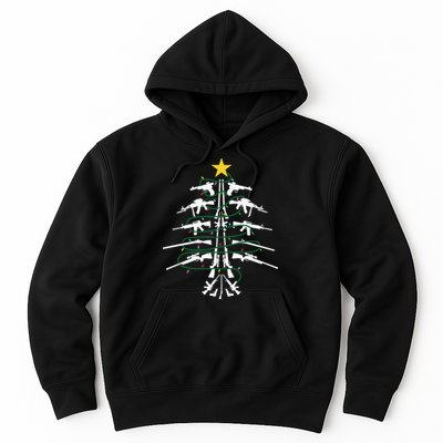 Guns Christmas Tree Xmas Veteran Hoodie