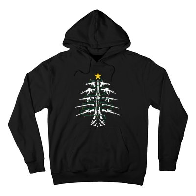 Guns Christmas Tree Xmas Veteran Hoodie