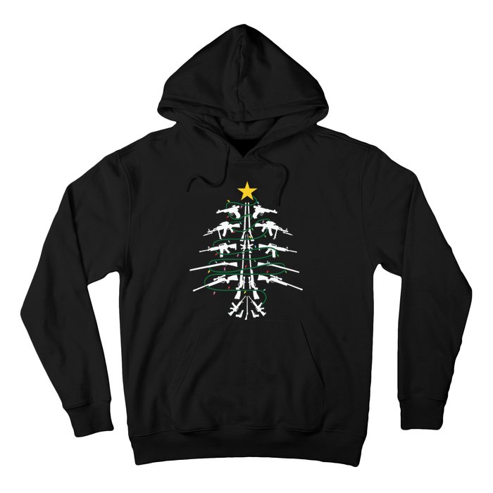 Guns Christmas Tree Xmas Veteran Hoodie