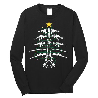 Guns Christmas Tree Xmas Veteran Long Sleeve Shirt