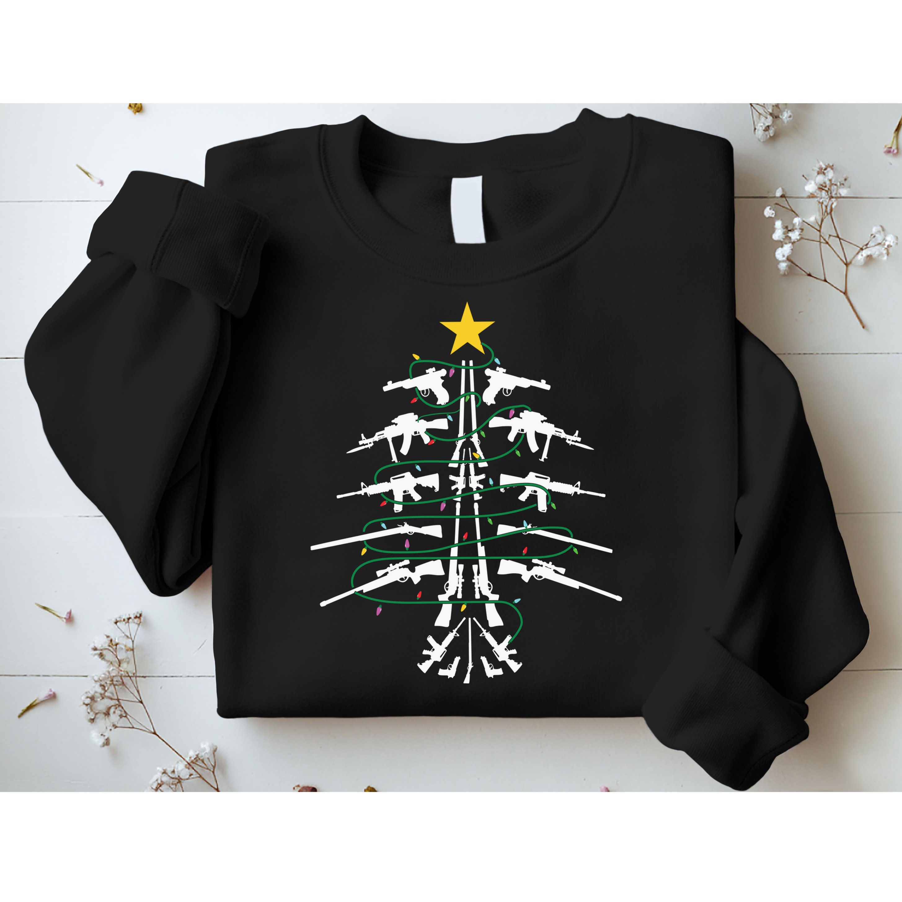 Guns Christmas Tree Xmas Veteran Sweatshirt