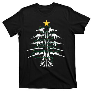 Guns Christmas Tree Xmas Veteran T-Shirt