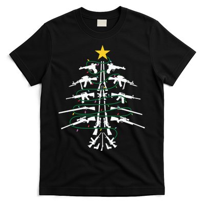 Guns Christmas Tree Xmas Veteran T-Shirt