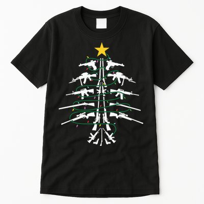 Guns Christmas Tree Xmas Veteran Tall T-Shirt