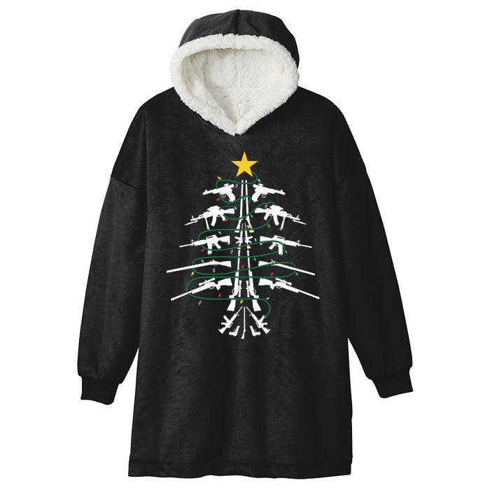 Guns Christmas Tree Xmas Veteran Hooded Wearable Blanket