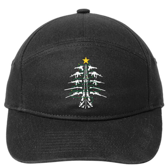 Guns Christmas Tree Xmas Veteran 7-Panel Snapback Hat