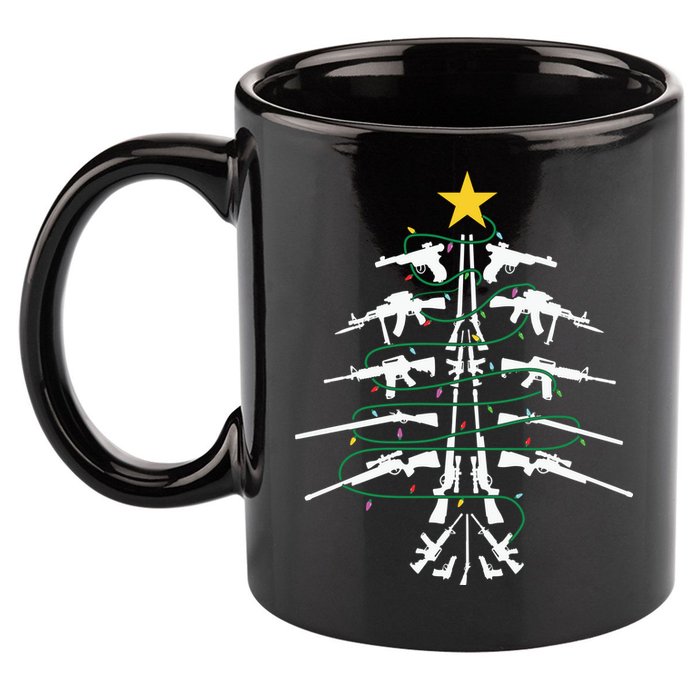 Guns Christmas Tree Xmas Veteran 11oz C Handle Ceramic Mug