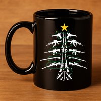 Guns Christmas Tree Xmas Veteran 11oz C Handle Ceramic Mug