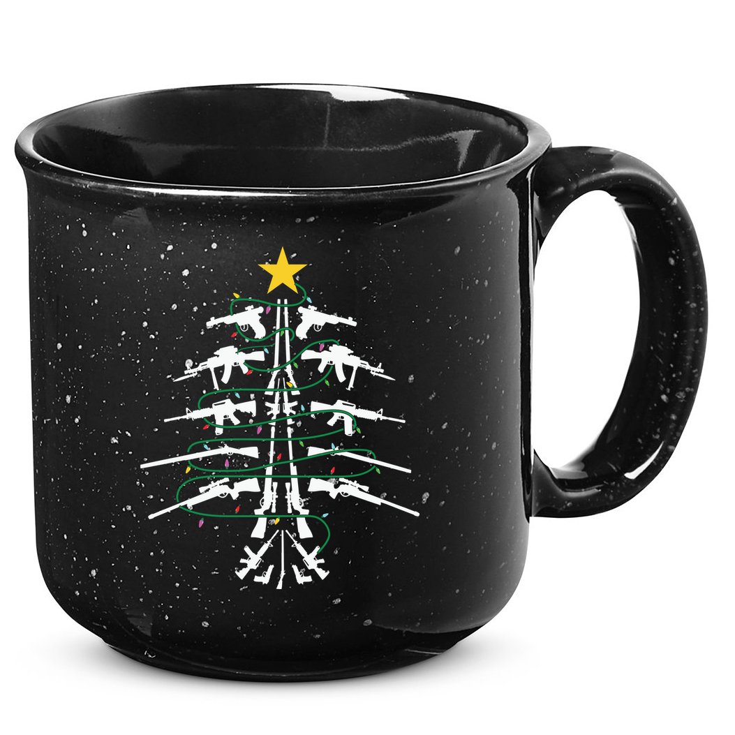 Guns Christmas Tree Xmas Veteran 15oz Campfire Ceramic Mug