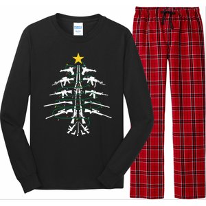 Guns Christmas Tree Xmas Veteran Long Sleeve Pajama Set