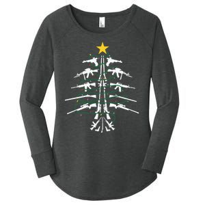 Guns Christmas Tree Xmas Veteran Women's Perfect Tri Tunic Long Sleeve Shirt