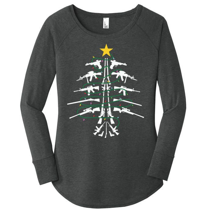 Guns Christmas Tree Xmas Veteran Women's Perfect Tri Tunic Long Sleeve Shirt