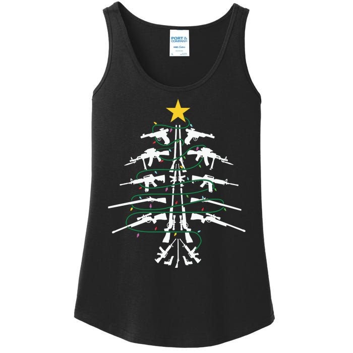 Guns Christmas Tree Xmas Veteran Ladies Essential Tank