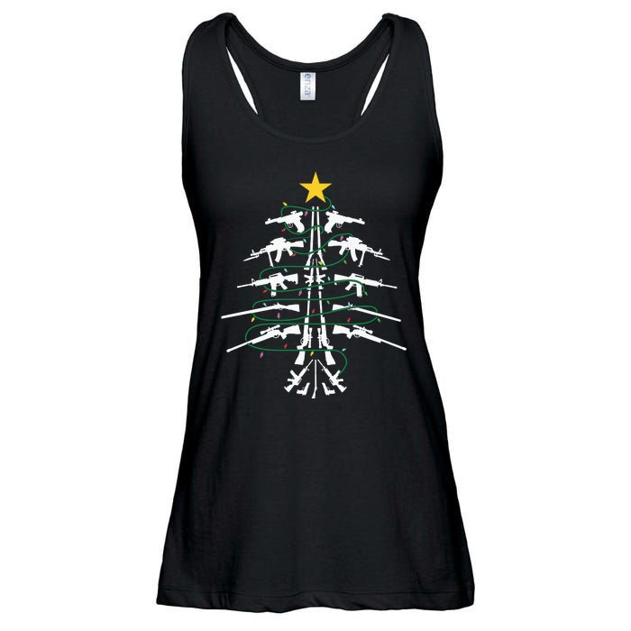 Guns Christmas Tree Xmas Veteran Ladies Essential Flowy Tank