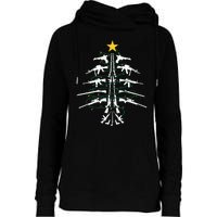 Guns Christmas Tree Xmas Veteran Womens Funnel Neck Pullover Hood