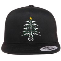 Guns Christmas Tree Xmas Veteran Flat Bill Trucker Hat