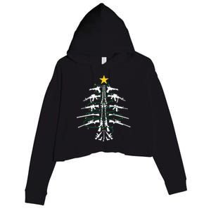 Guns Christmas Tree Xmas Veteran Crop Fleece Hoodie